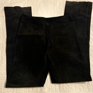 Black Suede 100% real genuine suede velvet-Look Straight Leg Pants- nwot